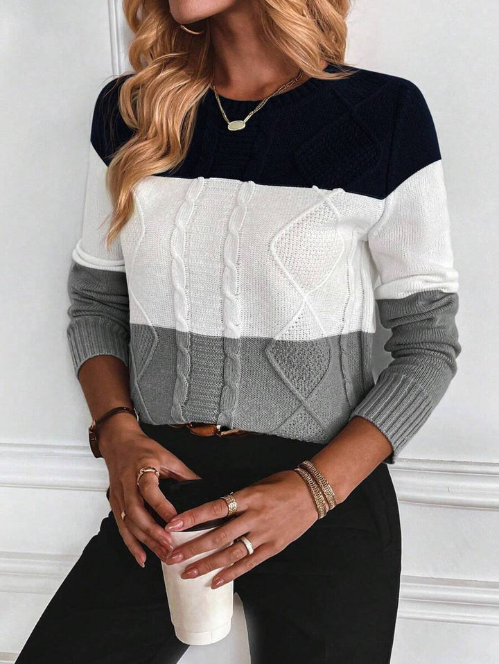 Aya | Color-Block Cable Knit Sweater