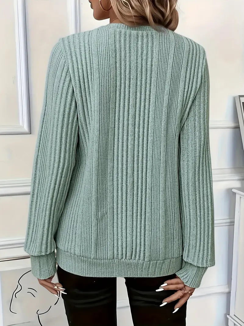 Amara | Ladies' Zip-Up Rib-Knit Sweater