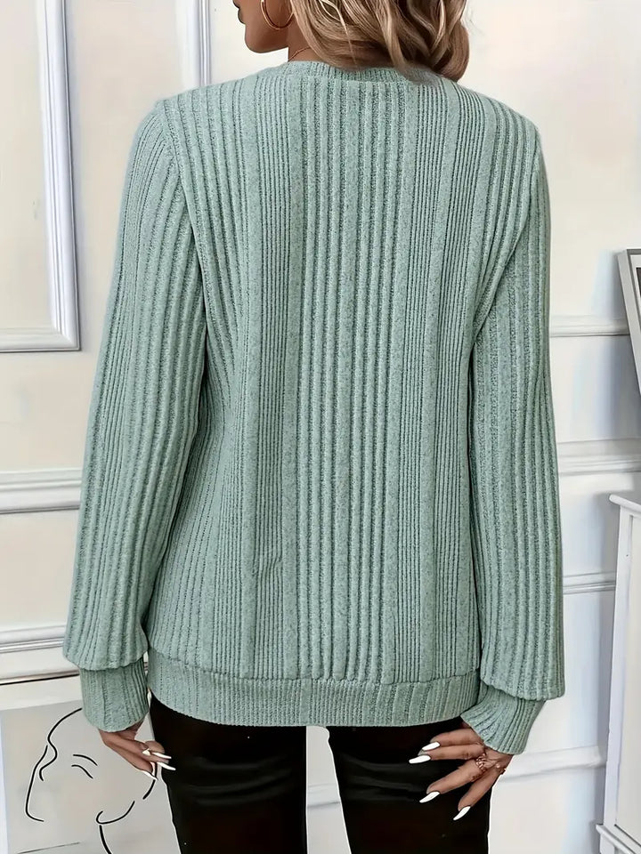 Amara | Ladies' Zip-Up Rib-Knit Sweater